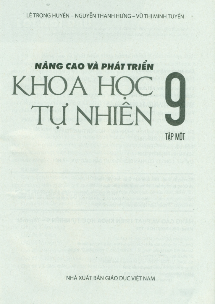 NÂNG CAO VÀ PHÁT TRIỂN KHOA HỌC TỰ NHIÊN LỚP 9 - TẬP 1 (Theo chương trình GDPT 2018)